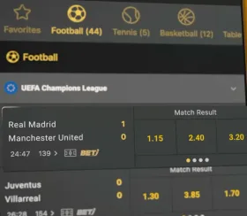 A small Betiator badge inside a match's row in the live list, separate from the full widget, which only loads once that match's own event page opens